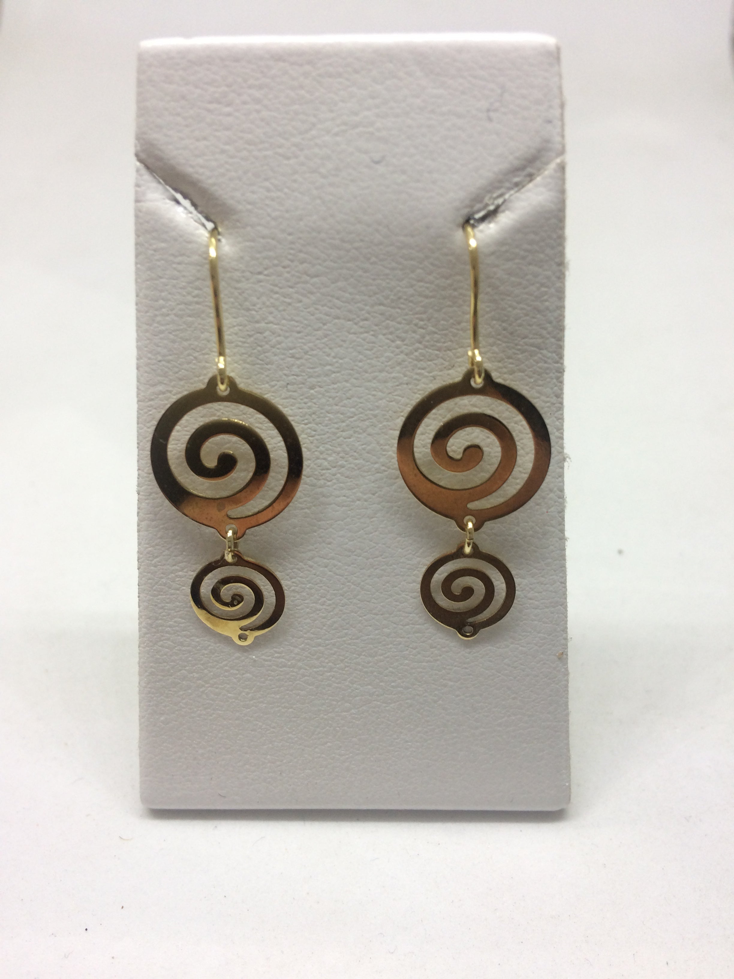 9ct Yellow Gold Spiral x 2 Drops Earrings #9370