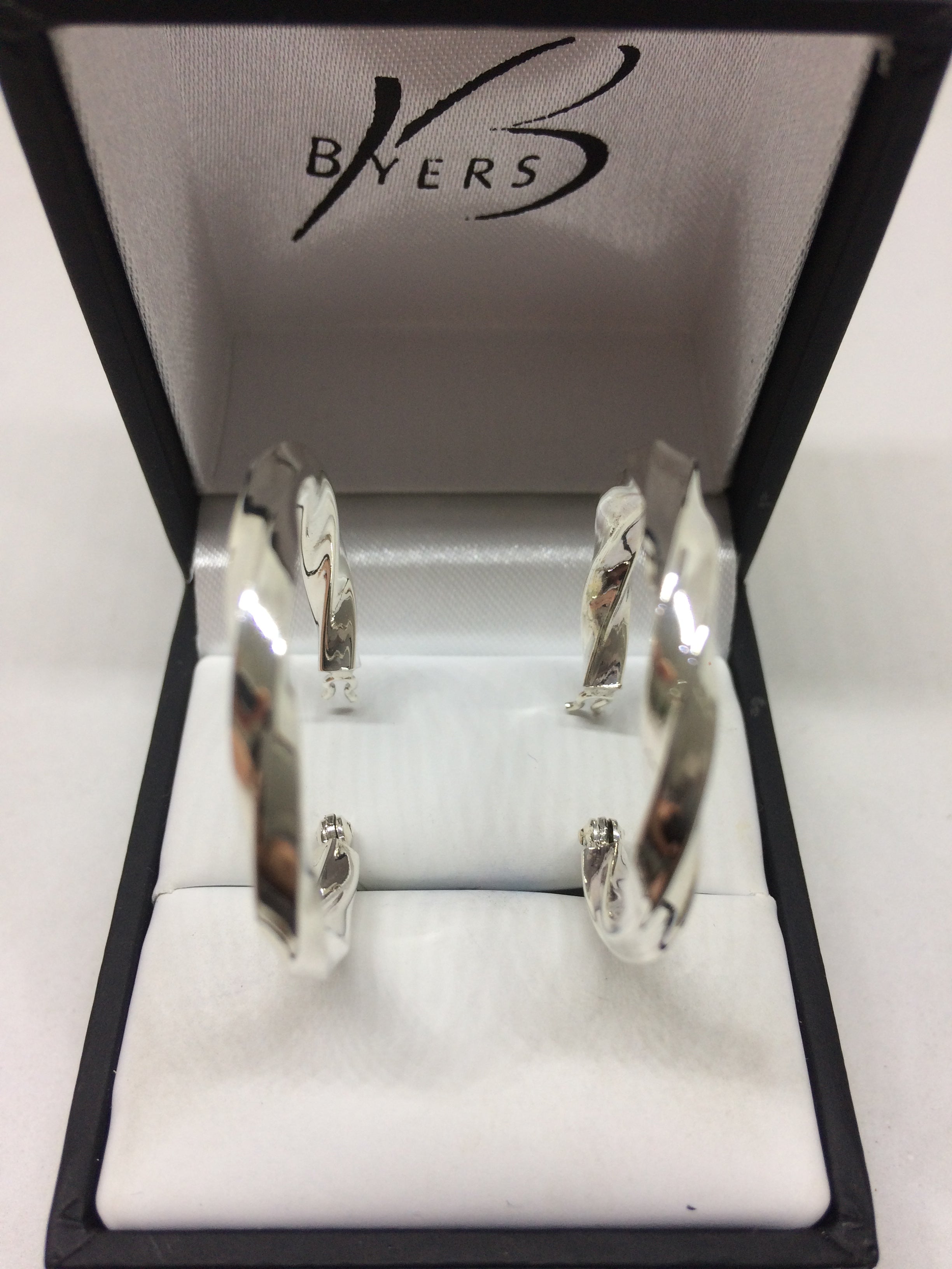 Sterling Silver Square Twist Creole Hoop #