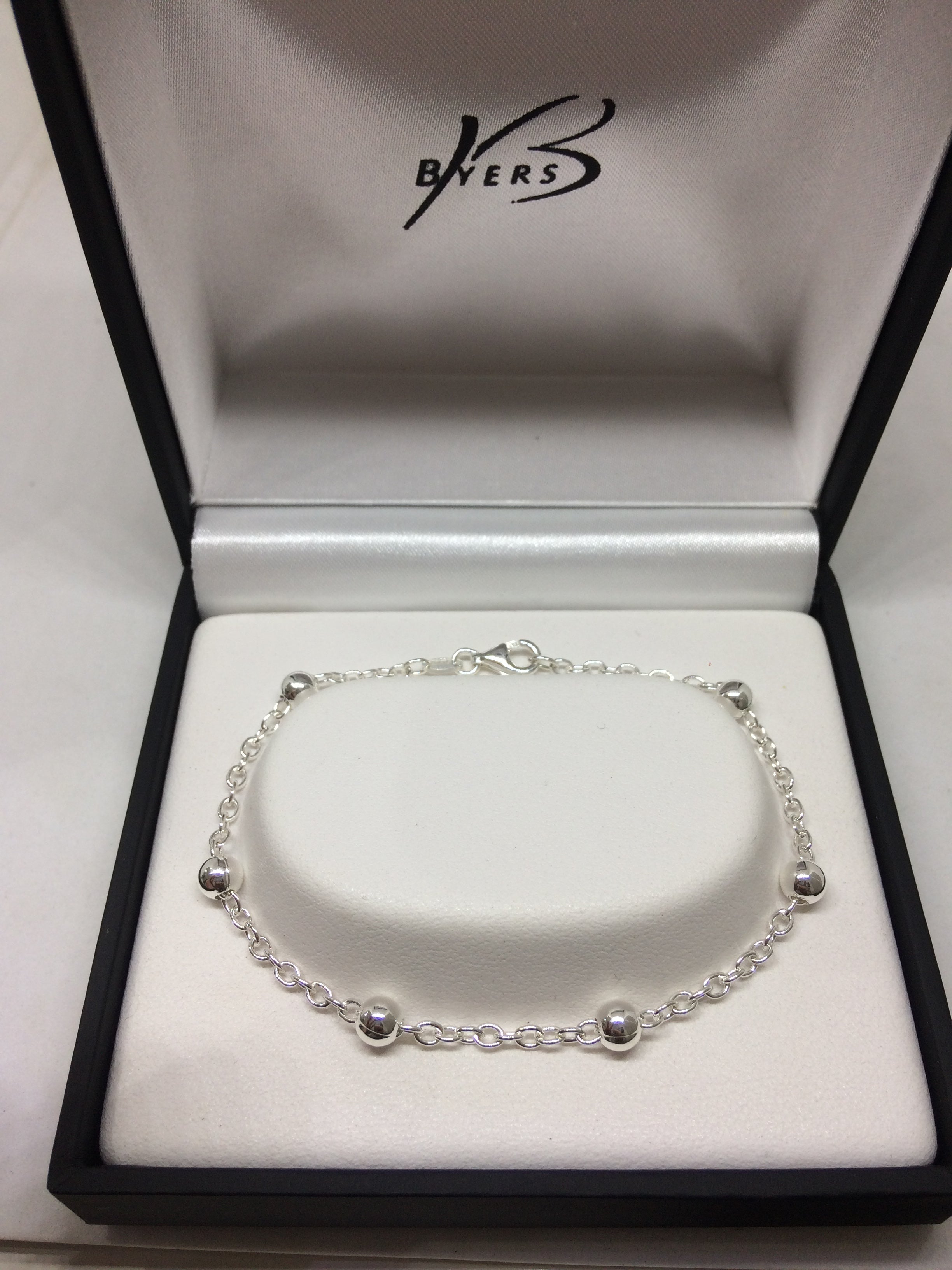 Sterling Silver Cable and Chain Ball Bracelet #