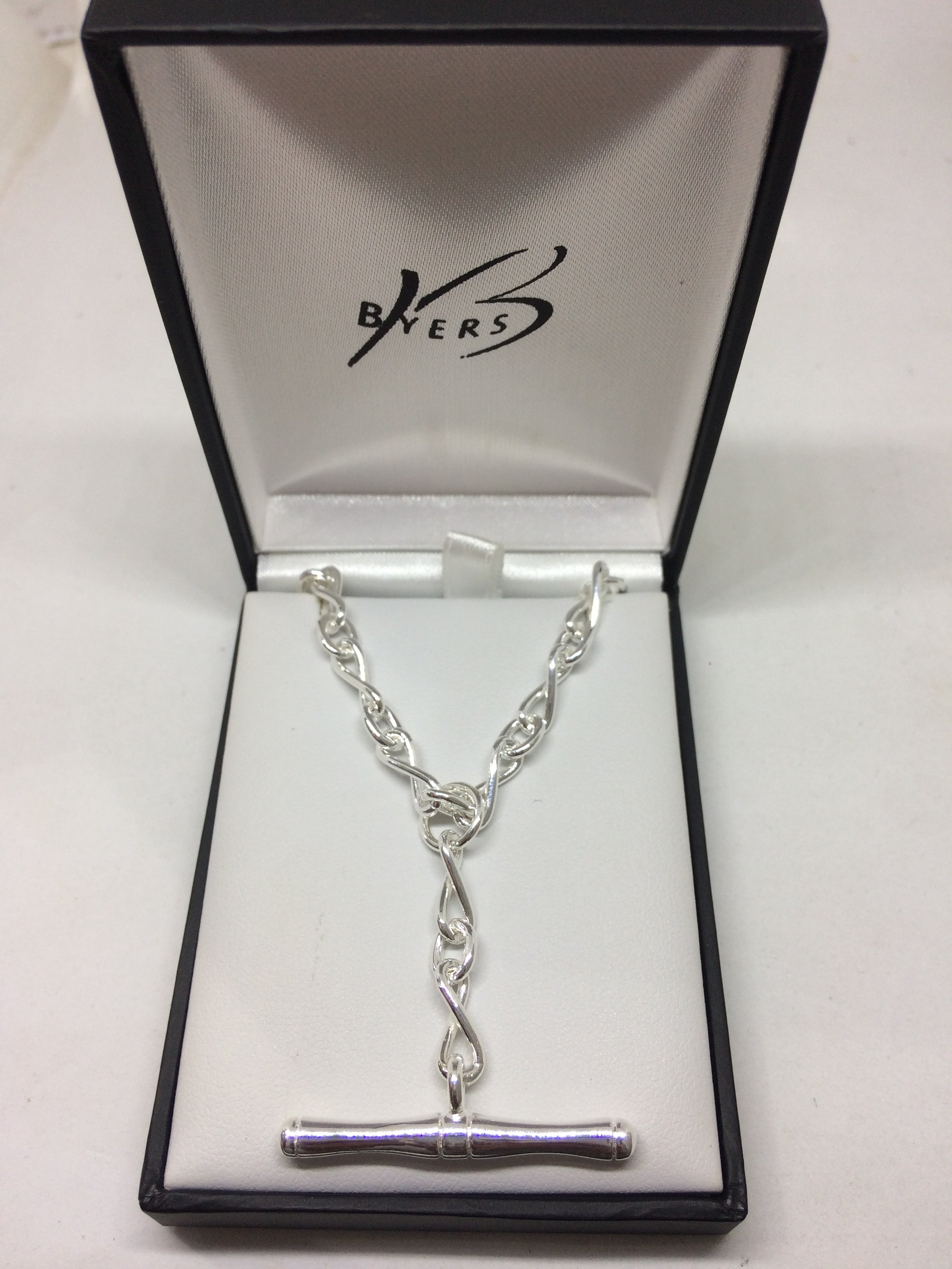 Sterling Silver Fancy Heavy T-Bar with Figaro Cable Chain #25397 & 25398