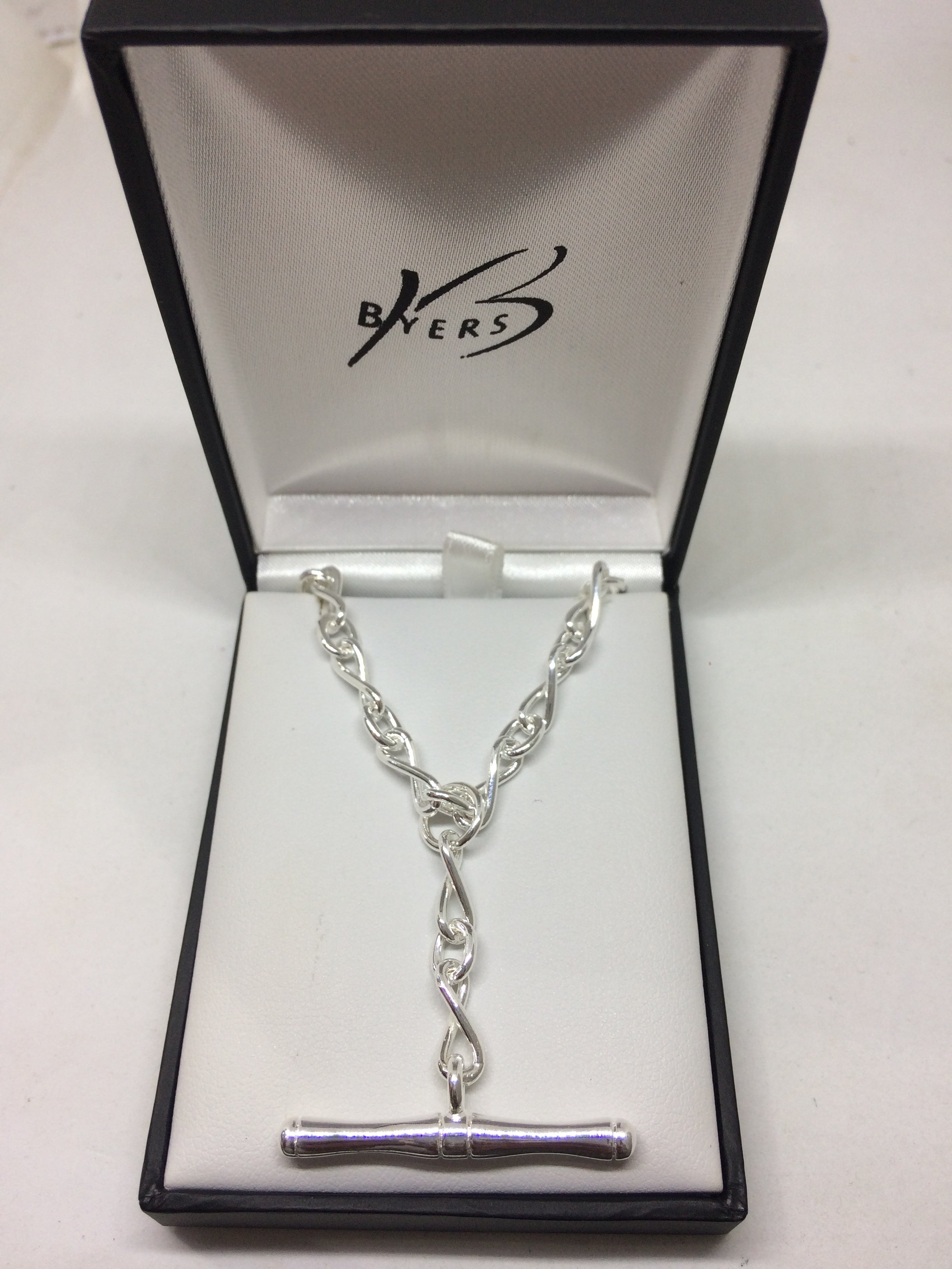 Sterling Silver Fancy Heavy T-Bar with Figaro Cable Chain #21529