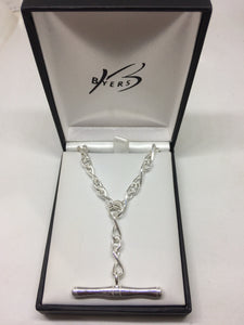 Sterling Silver Fancy Heavy T-Bar with Figaro Cable Chain #25397 & 25398