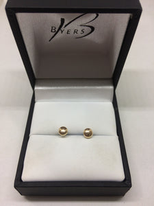9ct Yellow Gold Flat Ball Stud Earrings with Gold Filled Scroll #