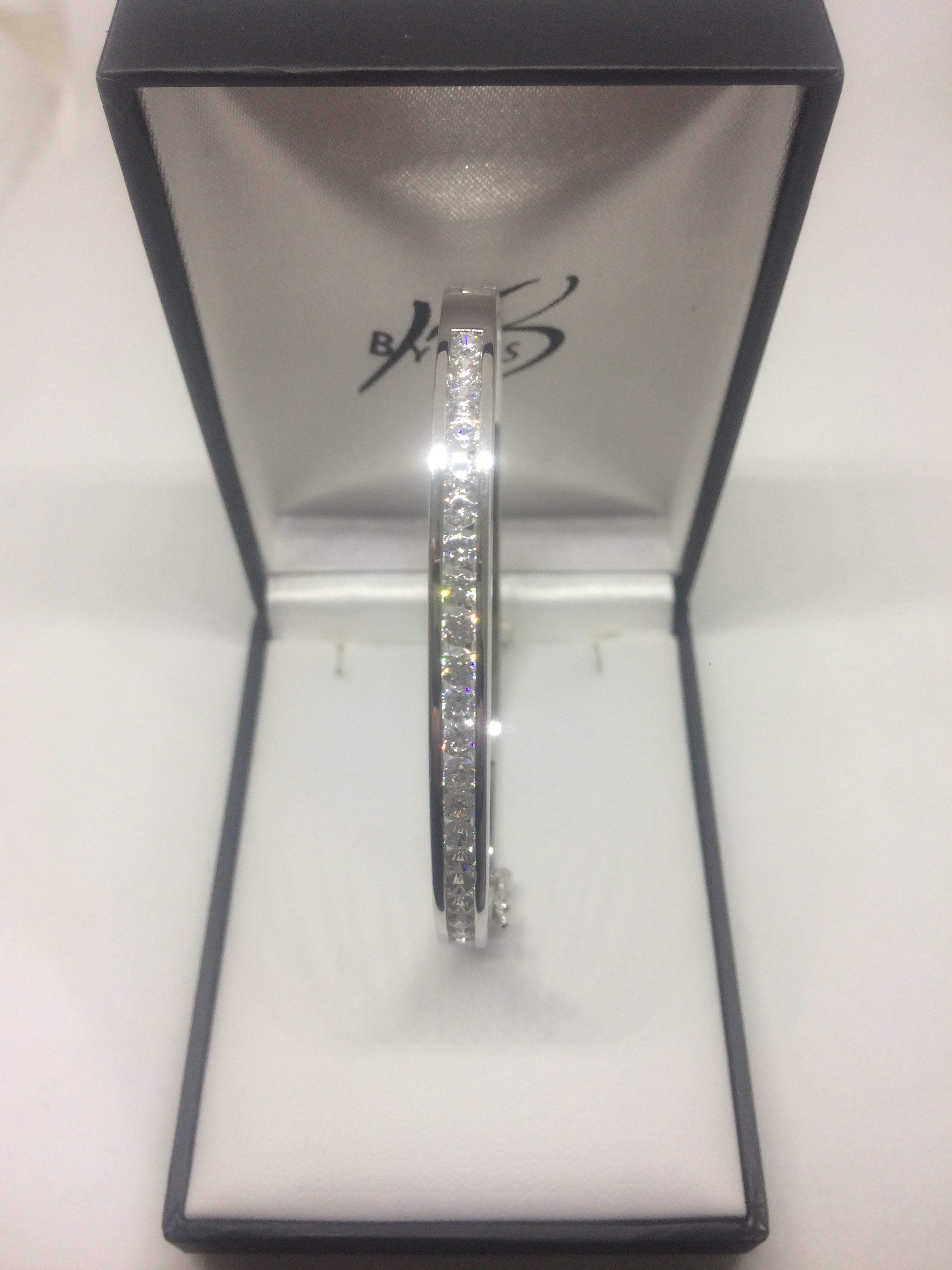 Ellani Sterling Silver White Cubic Zirconia Round Channel Set Bangle #23674 #24147