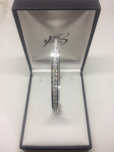 Ellani Sterling Silver White Cubic Zirconia Round Channel Set Bangle #23674 #24147