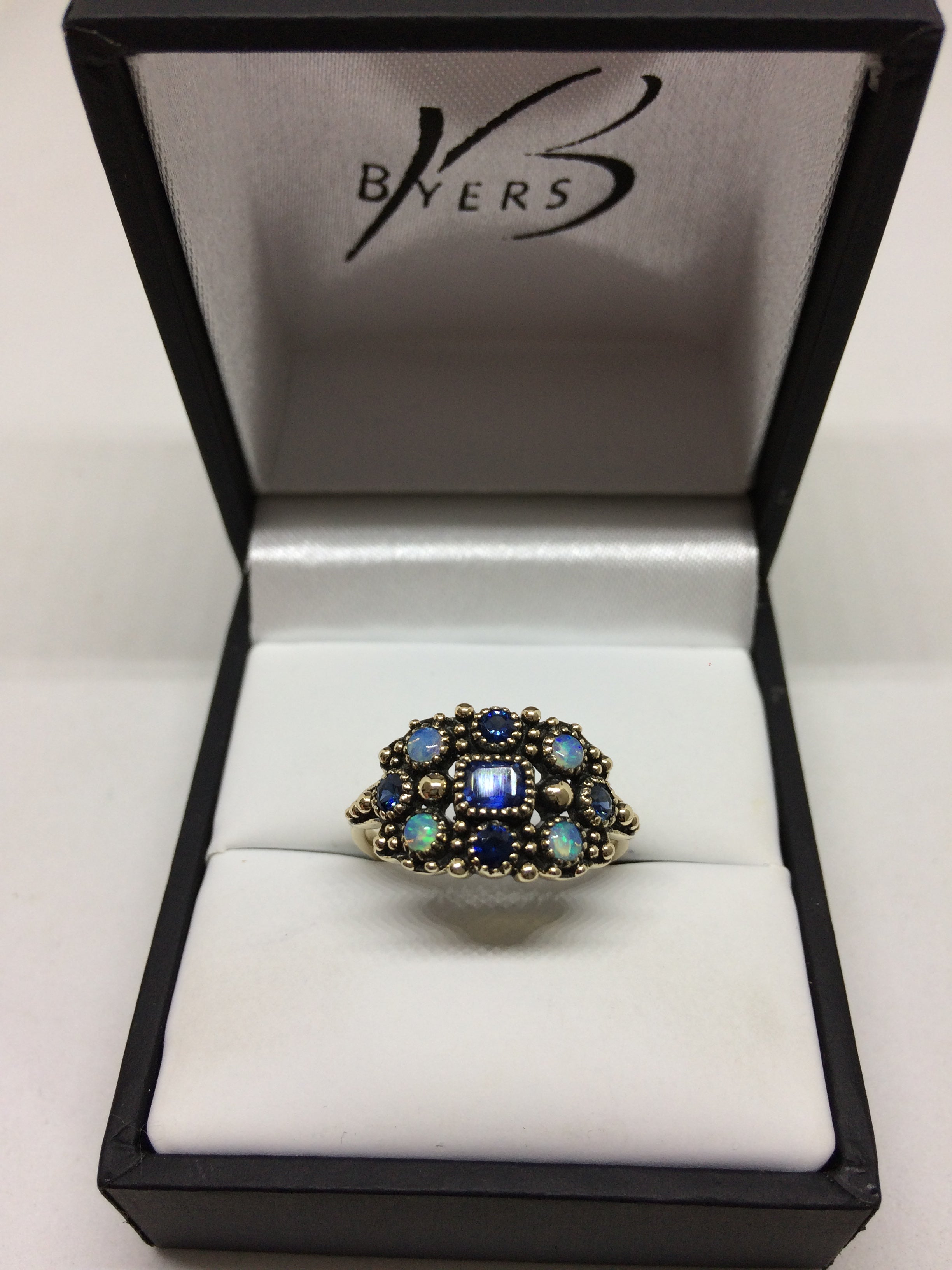 9ct Yellow Gold Sapphire & Opal Ring #22509