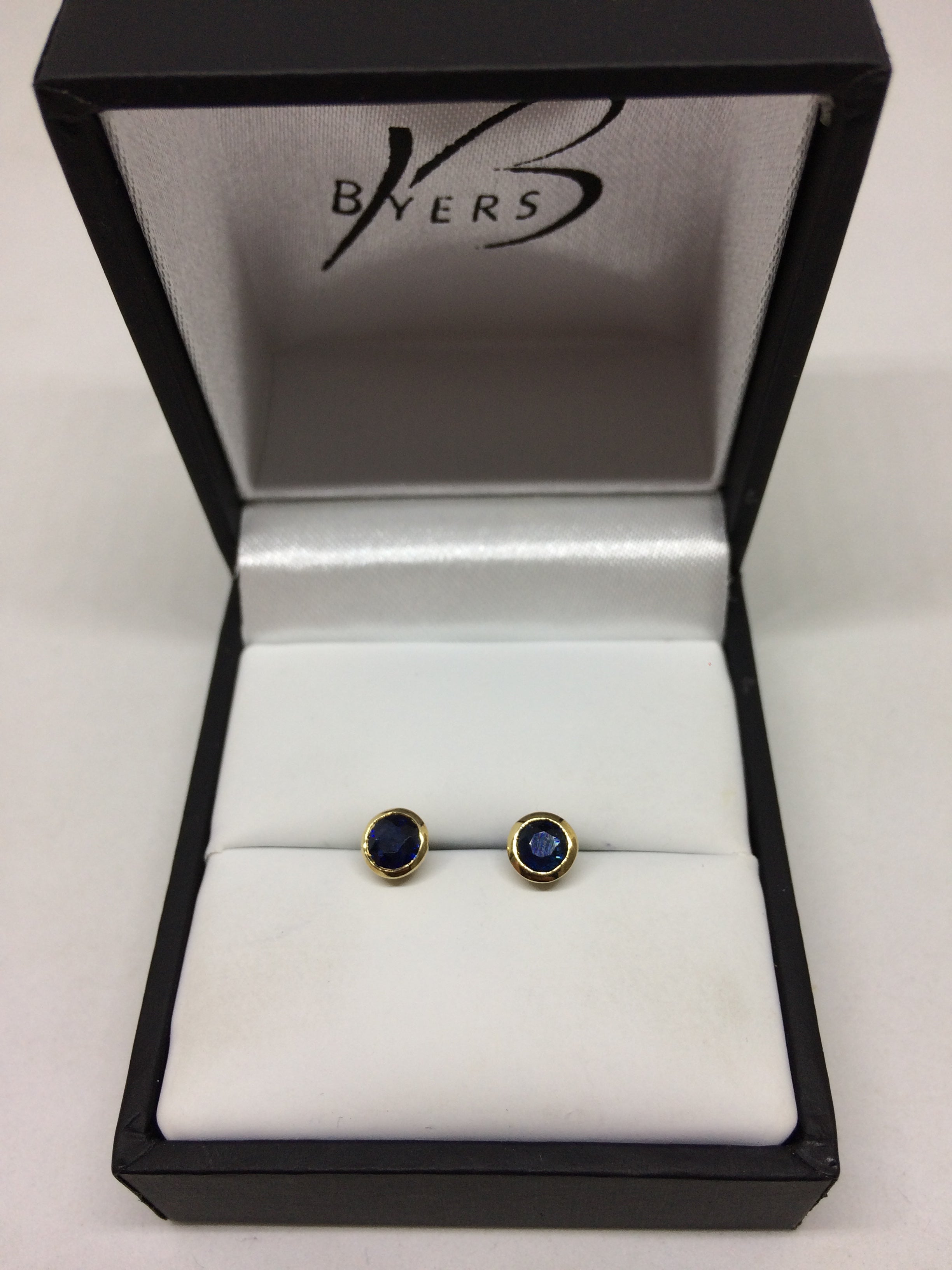 9ct Yellow Gold Sapphire Rub Over Studs #