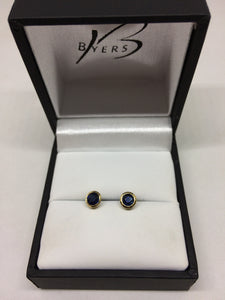 9ct Yellow Gold Sapphire Rub Over Studs #