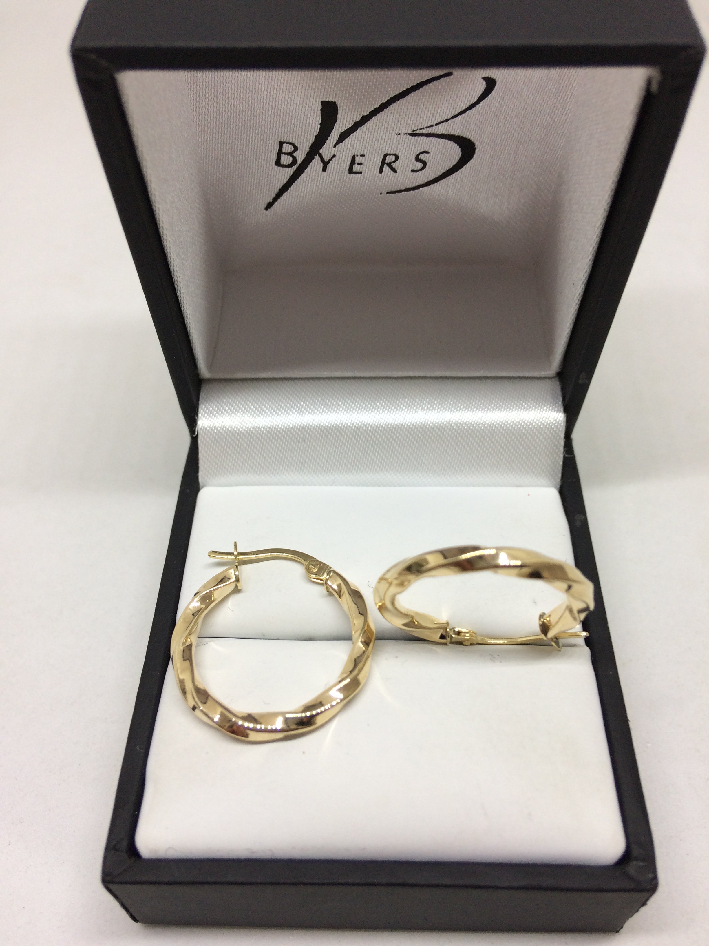 9ct Yellow Gold 15mm Twisted Hoop Earrings #22346