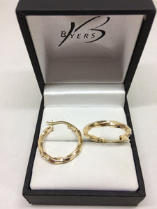9ct Yellow Gold 15mm Twisted Hoop Earrings #22346