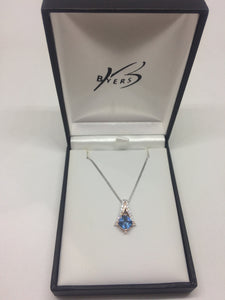 Ellani Sterling Silver Cubic Zirconia Open 'V' Cushion Cut Spinel & Rose Gold Plated Pendant #24343