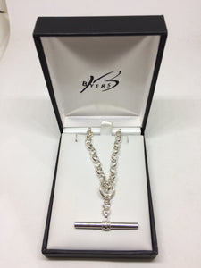 Sterling Silver Belcher Oval Necklace T-Bar #22442