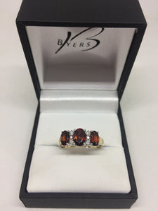 9ct Yellow Gold Diamond & Garnet Dress Ring #22452