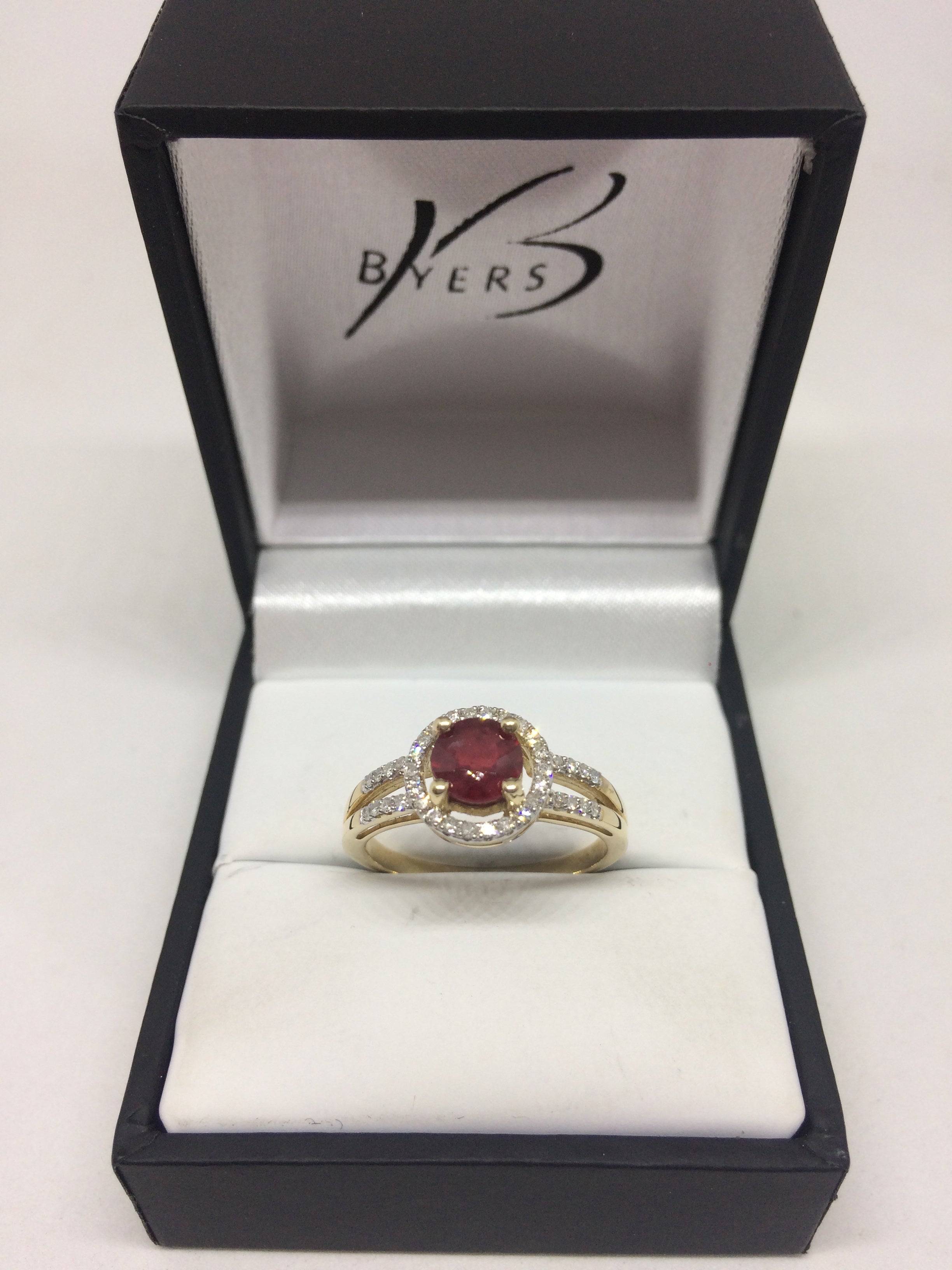 9ct Yellow Gold Diamond & Ruby Cluster Ring #22453