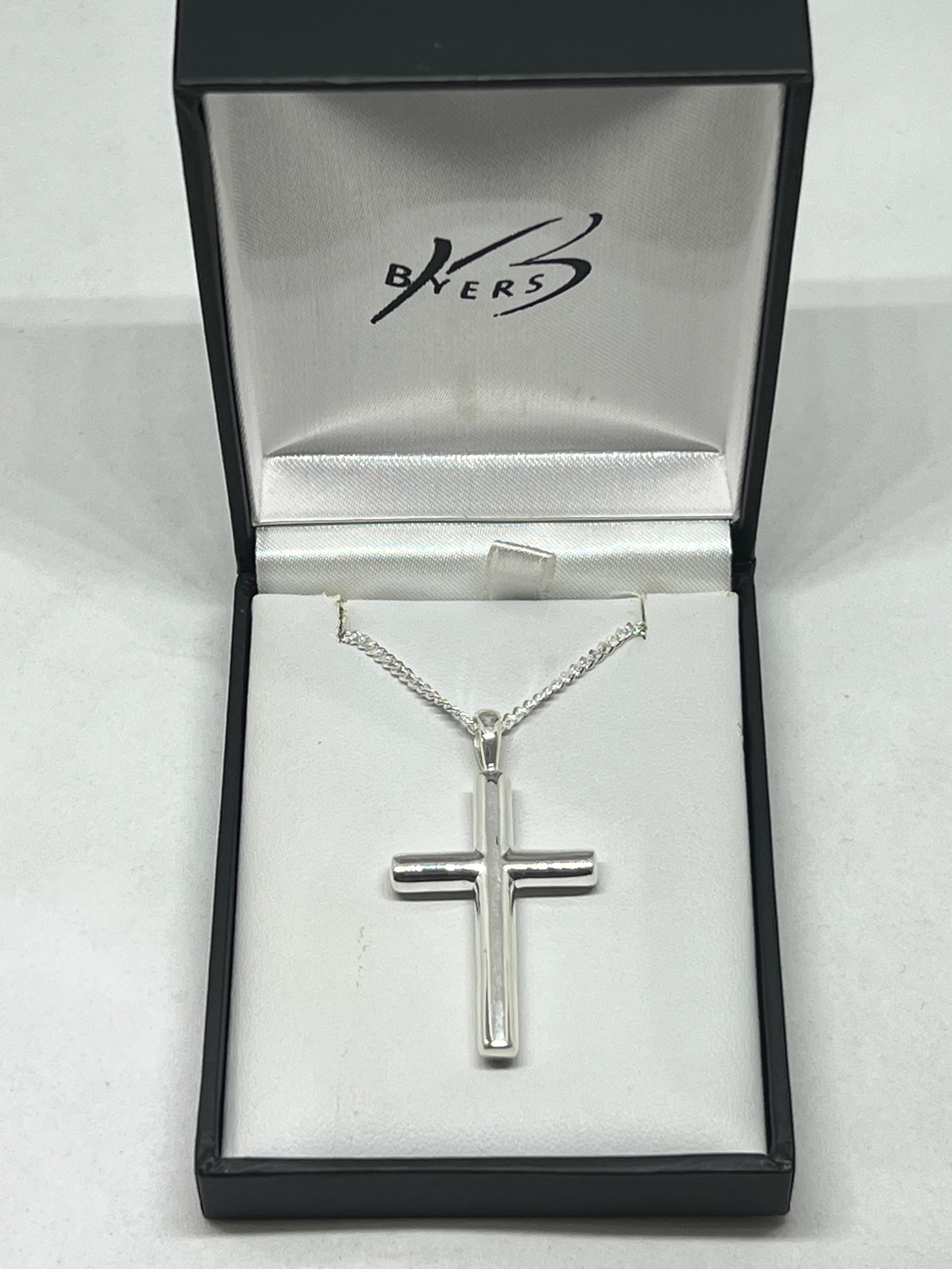 Sterling Silver Plain Cross with Chain #