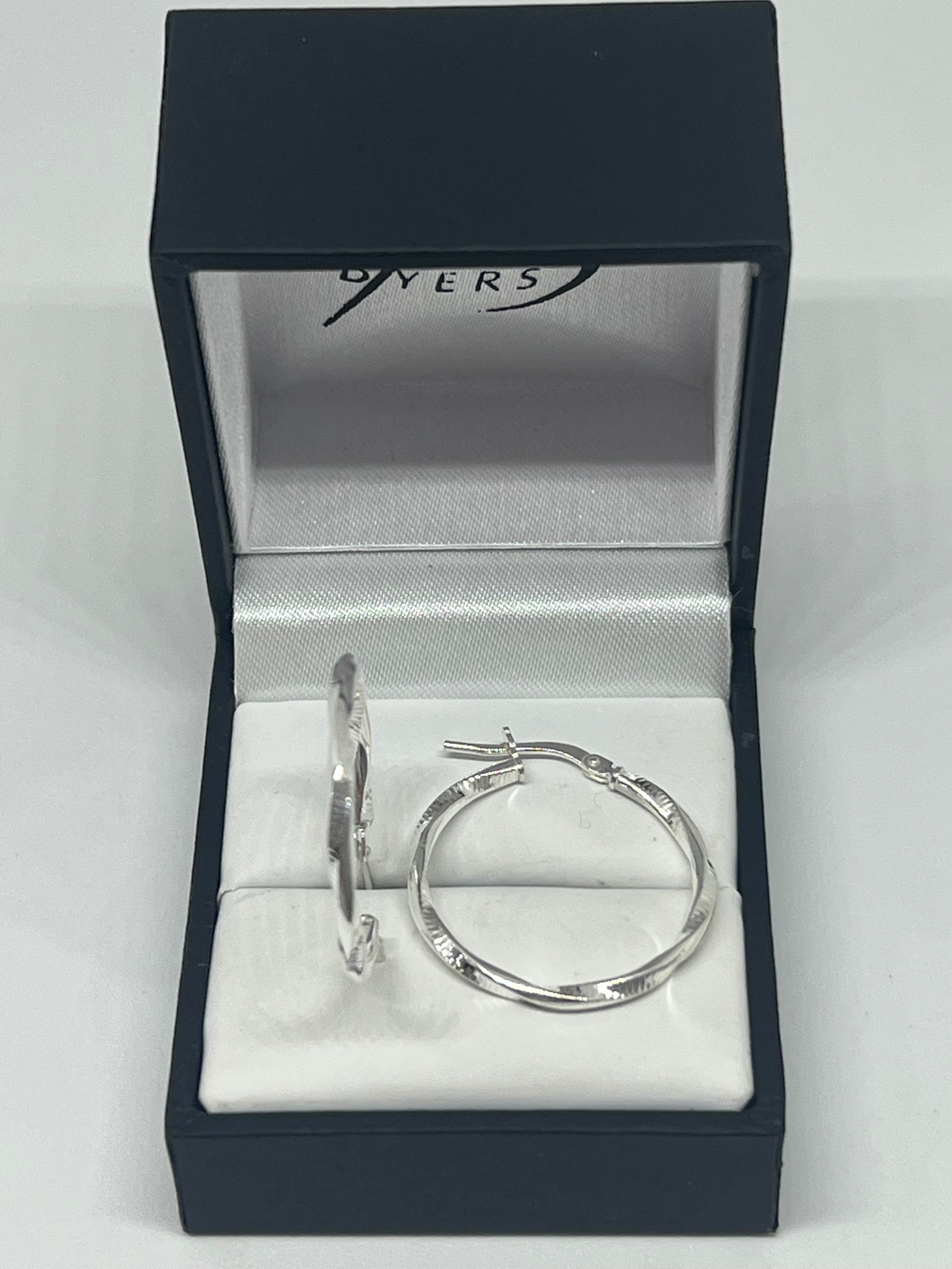 Sterling Silver Round Twist Hoop Earrings #