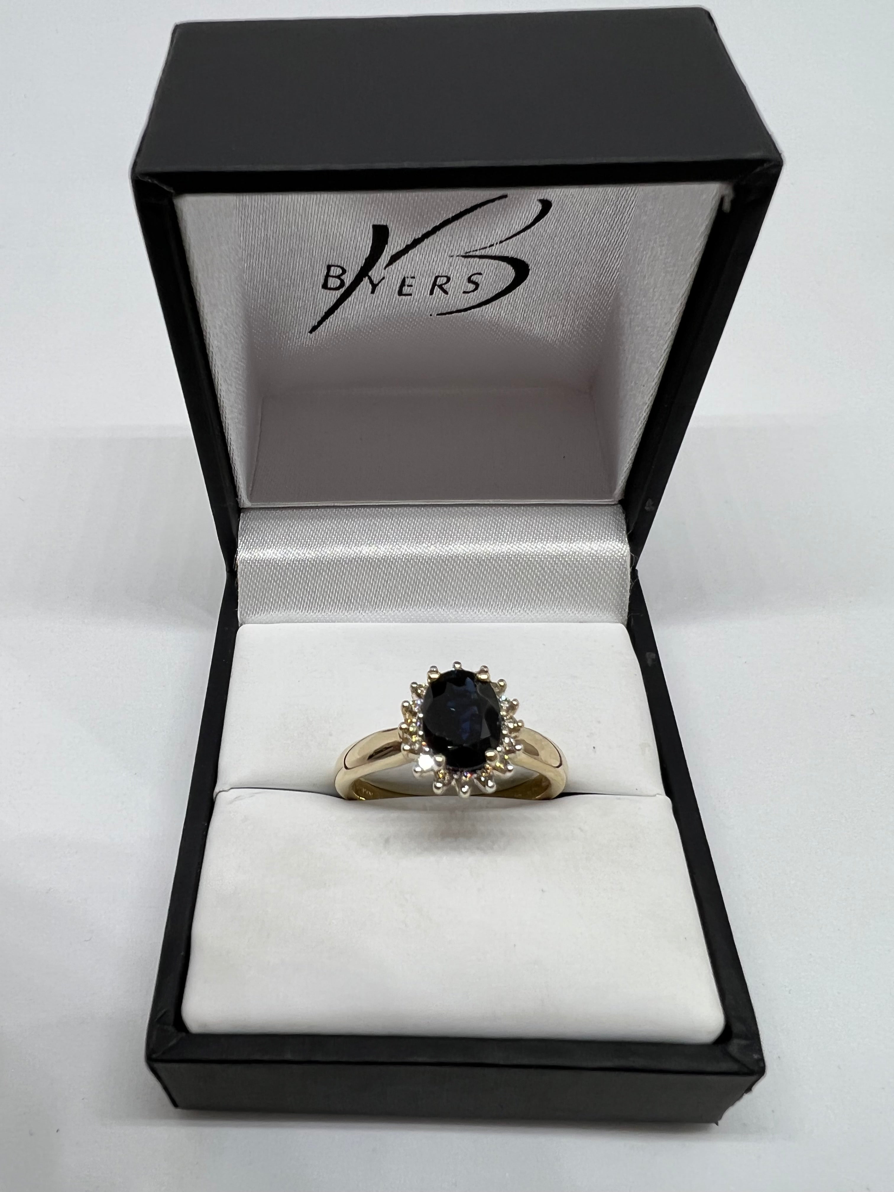9ct Yellow Gold Diamond & Sapphire Ring #22912