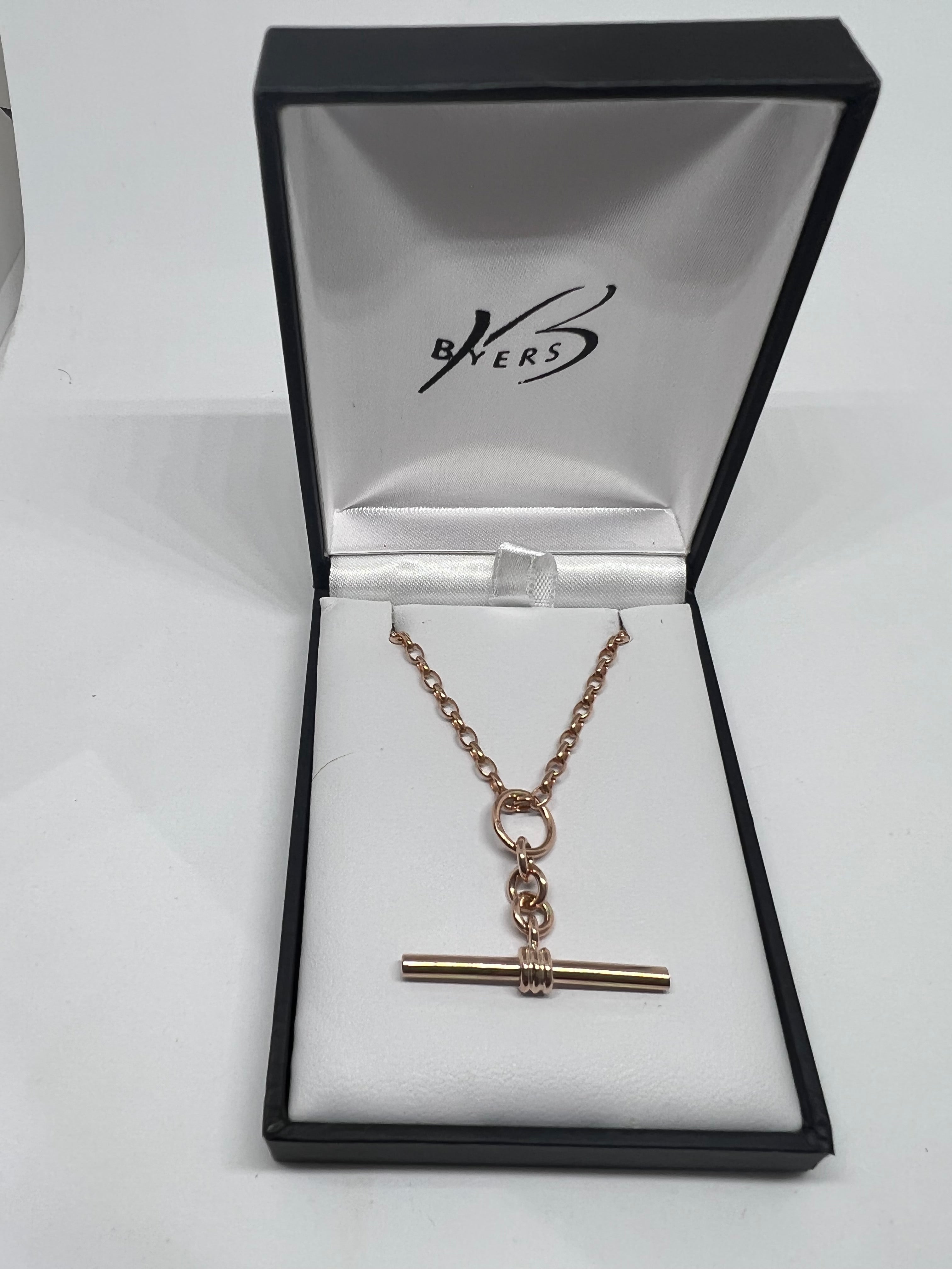 9ct Rose Gold Fob on Rose Gold Chain #22918 & 19436