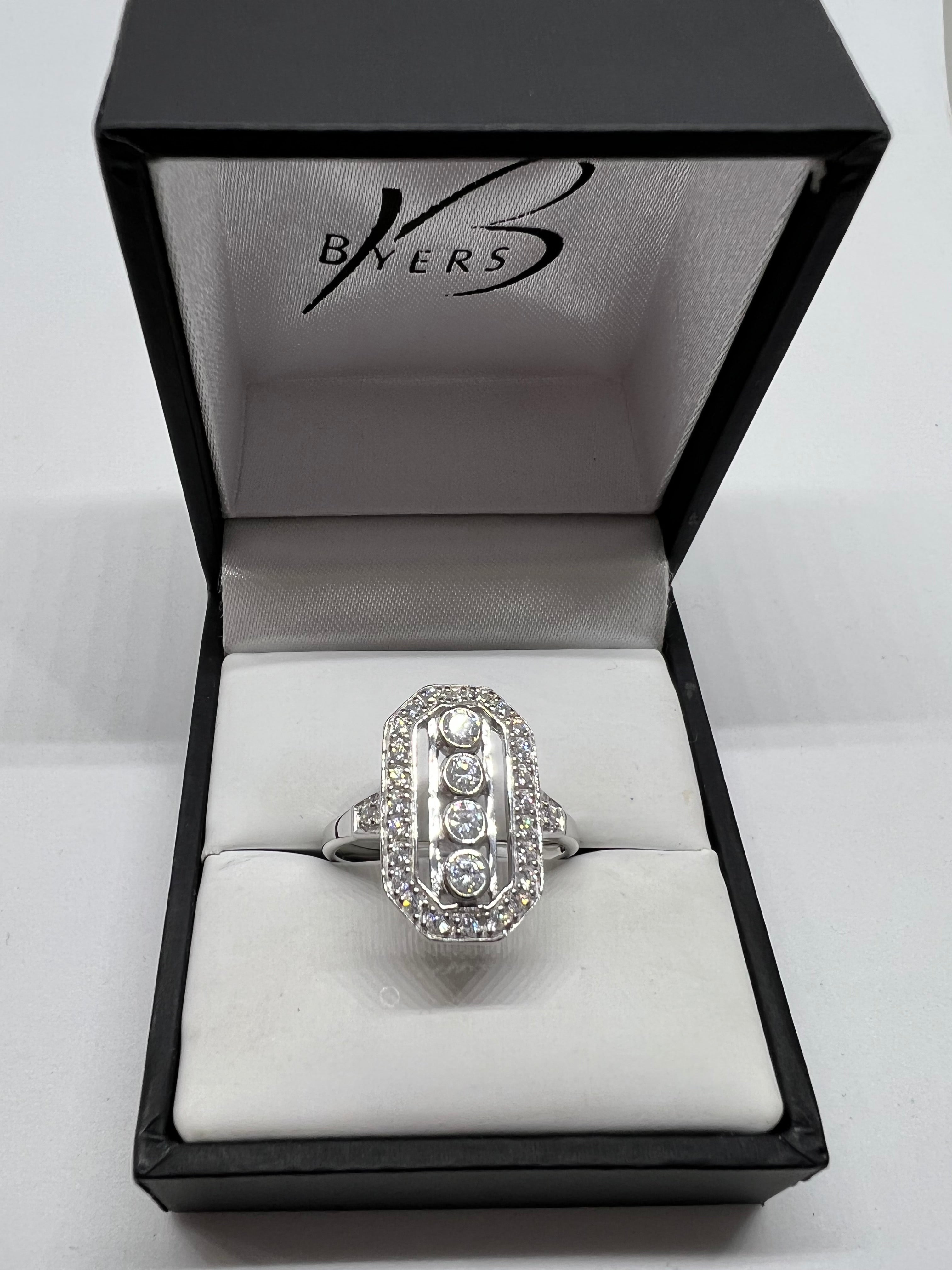 Sterling Silver Cubic Zirconia 4 Round CZ's Ring #22990