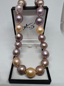 Freshwater Mixed Pearls Natural Pink Semi Baroque Strand #24200