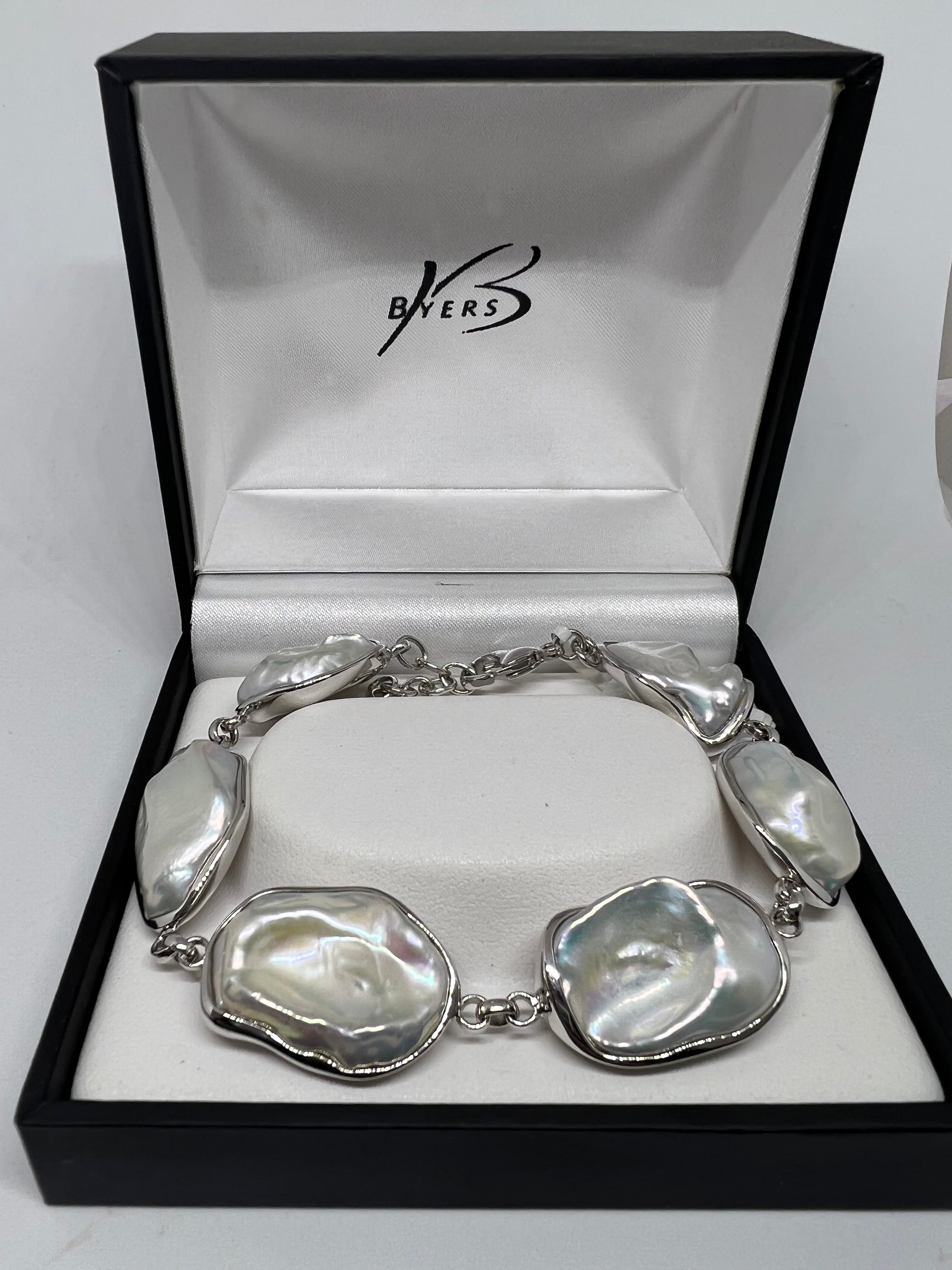 Pearls Freshwater White Flat Baroque Bracelet #23213