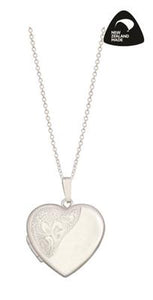 Sterling Silver 20mm Partly Engraved Heart Locket #23653