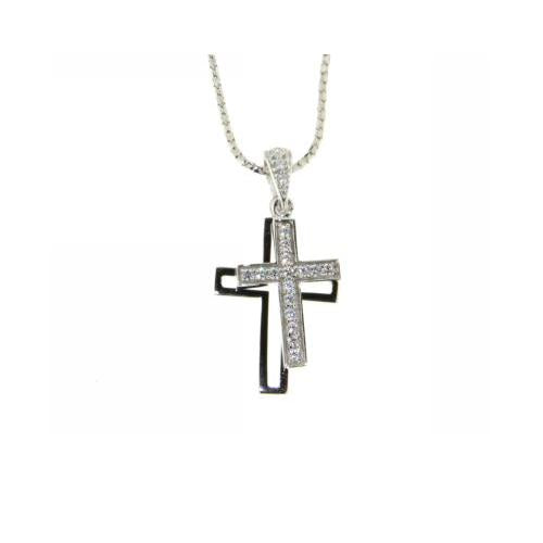 Sterling Silver Double Cross Pendant #22654