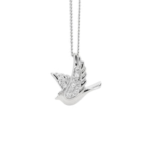 Sterling Silver Dove White Cubic Zirconia Wings Pendant #