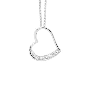 Ellani Sterling Silver Heart Pendant with 8 x White Cubic Zirconia #24769
