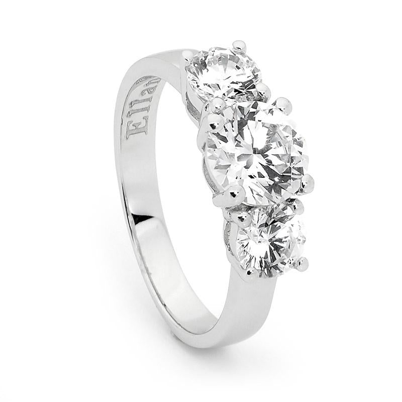Sterling Silver Triple Round White CZ Claw Set Ring  # 24772