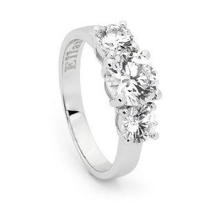 Sterling Silver Triple Round White CZ Claw Set Ring  #