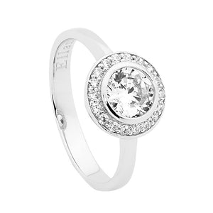 Sterling Silver Round White CZ Solitaire Ring CZ Claw Surround #23691