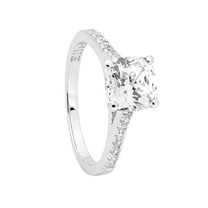 Sterling Silver Cushion Cut CZ Dress Ring #