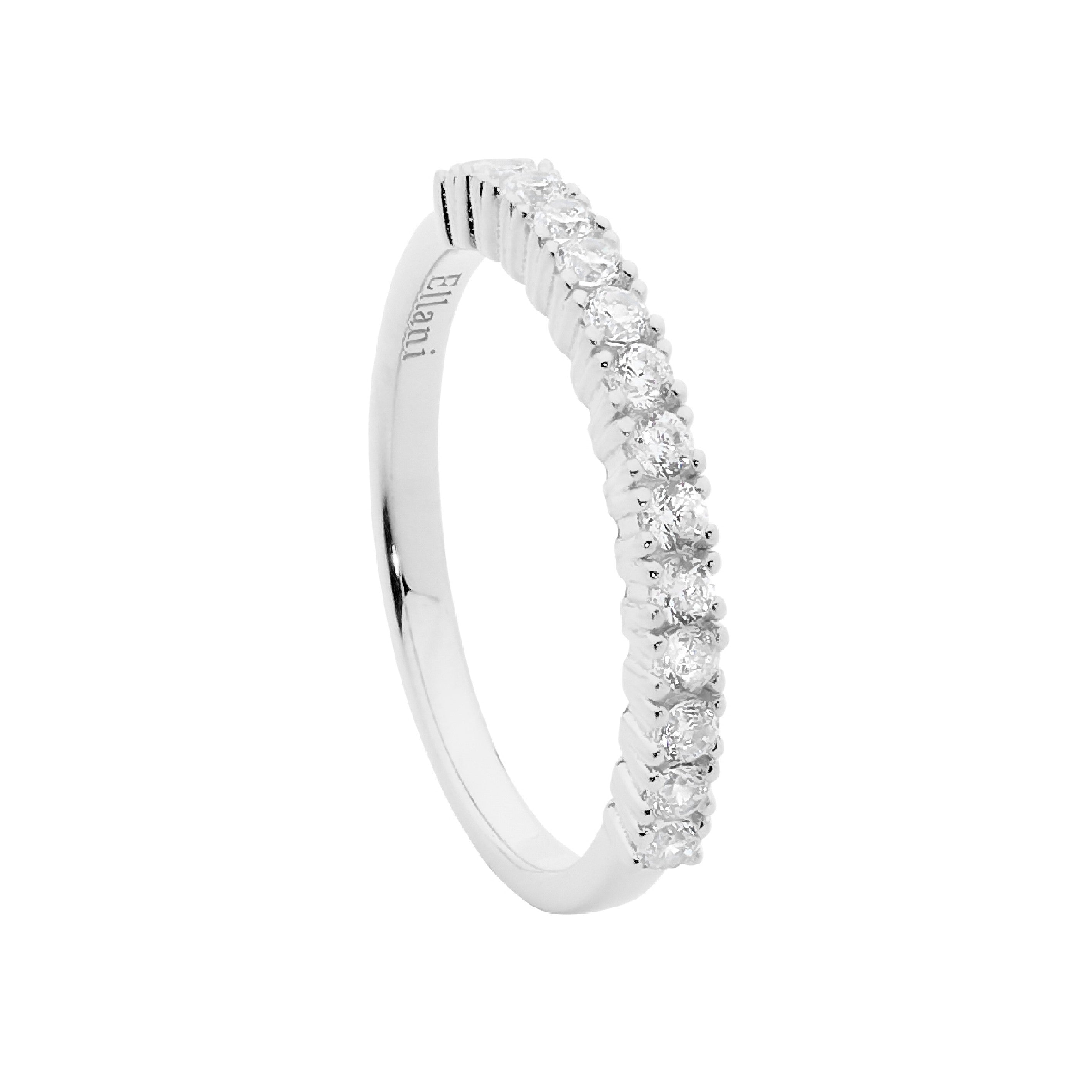 Sterling Silver Single Row White Cubic Zirconia Ring #23784
