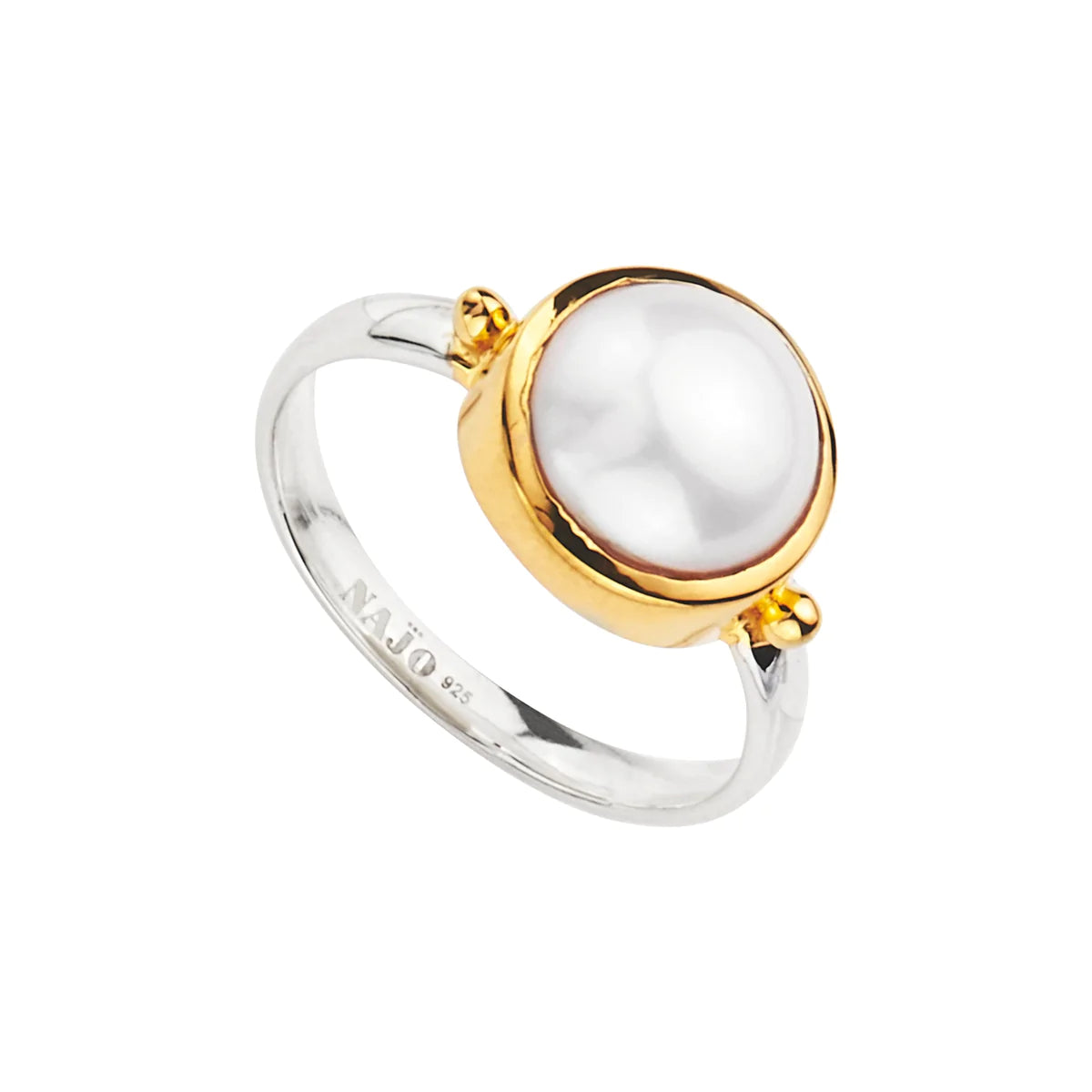 Najo Garland Two Tone Yellow/Silver Pearl Ring #