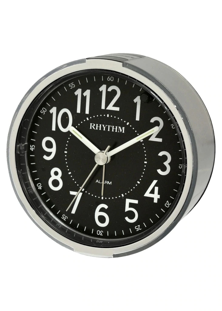 Rhythm Black Face Alarm Clock #