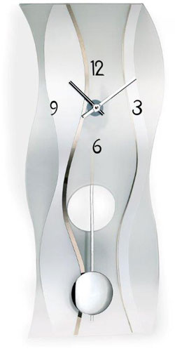 AMS Curved Mineral Frosted Glass Wall Clock #20427