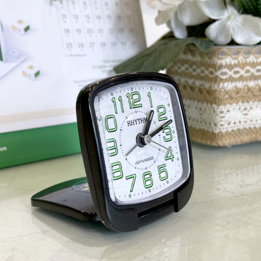 Rhythm Travel Alarm Clock Black # 24048