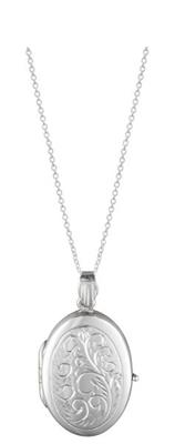 Sterling Silver Fully Engraved Oval Locket #22677