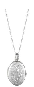 Sterling Silver Fully Engraved Oval Locket #22677