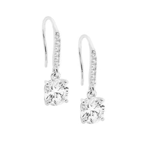 Sterling Silver White Cubic Zirconia Shepherds Hook Earrings #22641