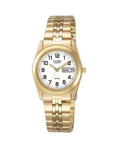 Citizen Ladies Gold Toned Strap with Date/Day Dress Watch #23761