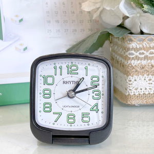 Rhythm Travel Alarm Clock Black # 24048