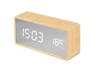 Karlsson Alarm Mirror LED Wood #23616