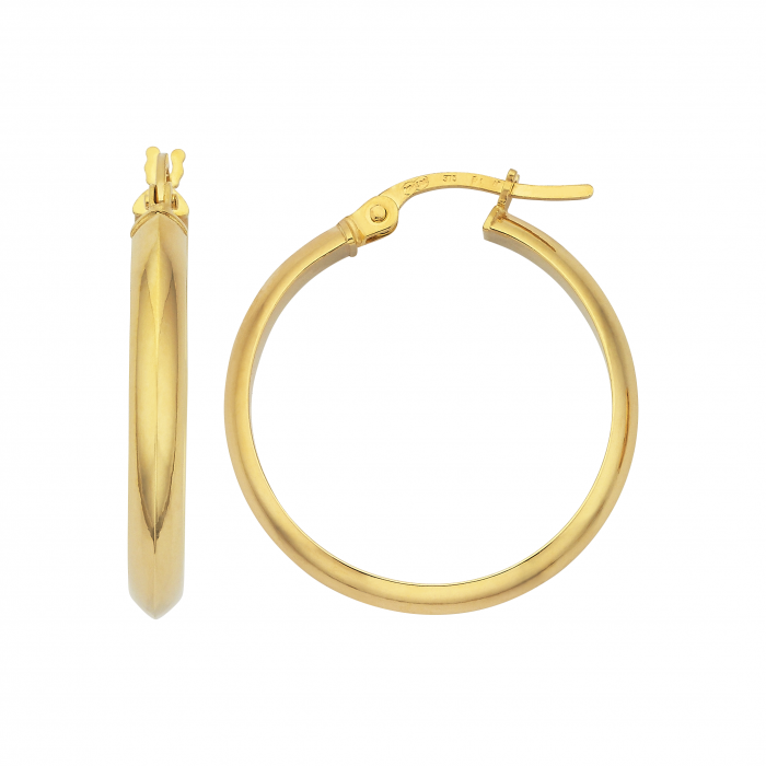 9ct Yellow Gold 2.8mm Knife Edge Hoops 20mm #23741