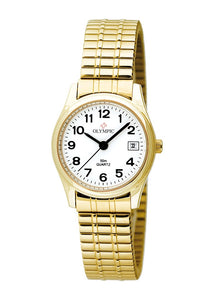 Olympic Swiss Ladies Round Gold 12 Figure Dial Watch  #24790