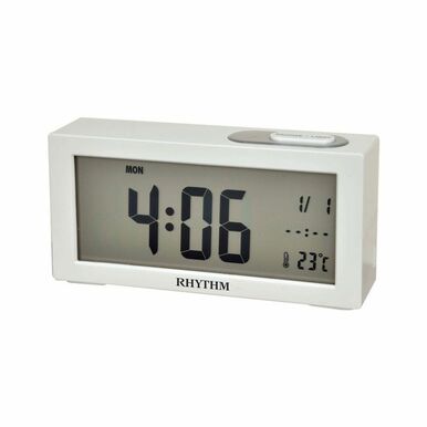 Rhythm Digital Alarm Clock Auto Light Month Day Date Day Temperature #