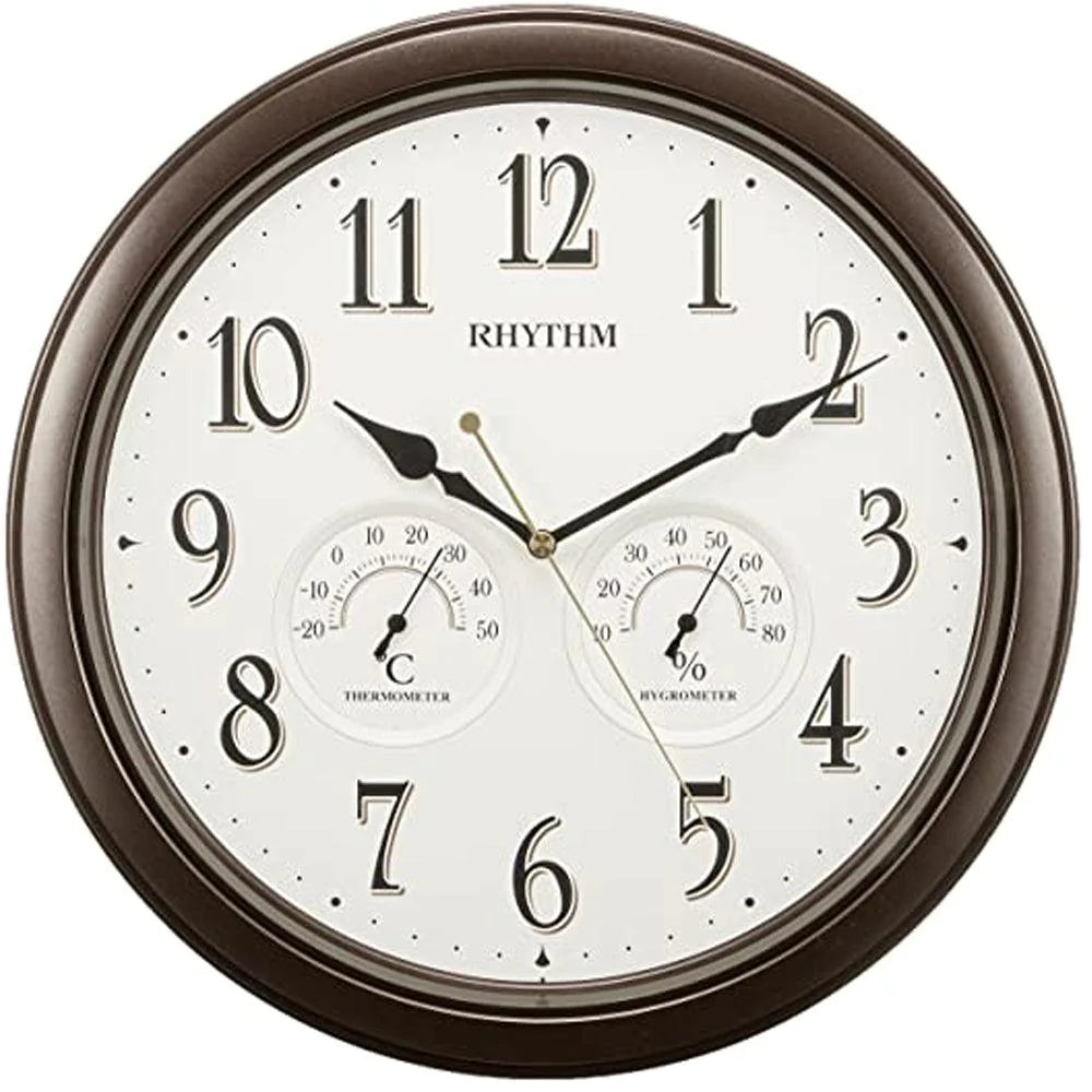 Rhythm Wall Clock with Analogue Thermometer/Hygrometer # 23752