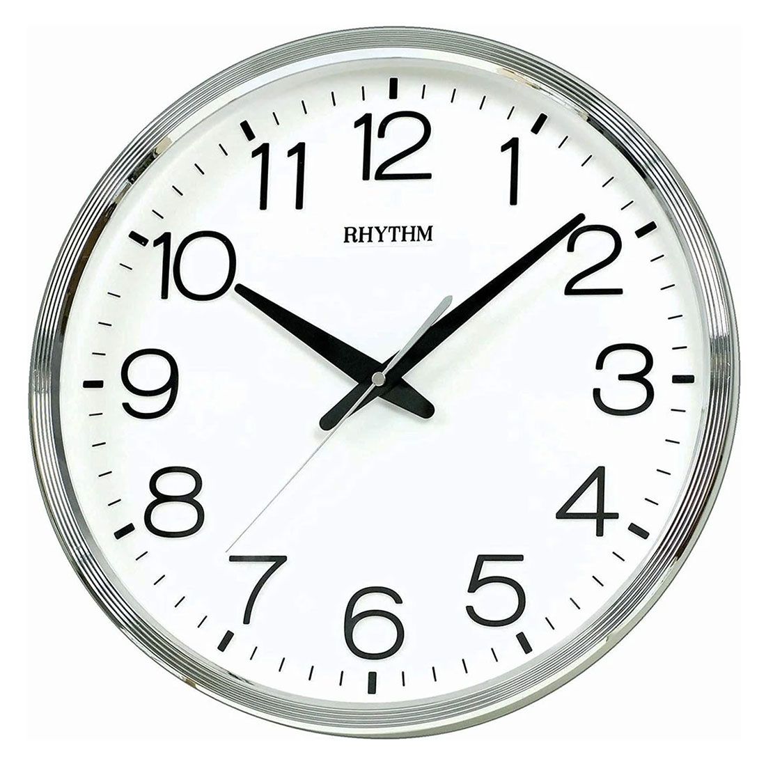 Rhythm Wall Clock with 3D Numerals Silver #24331