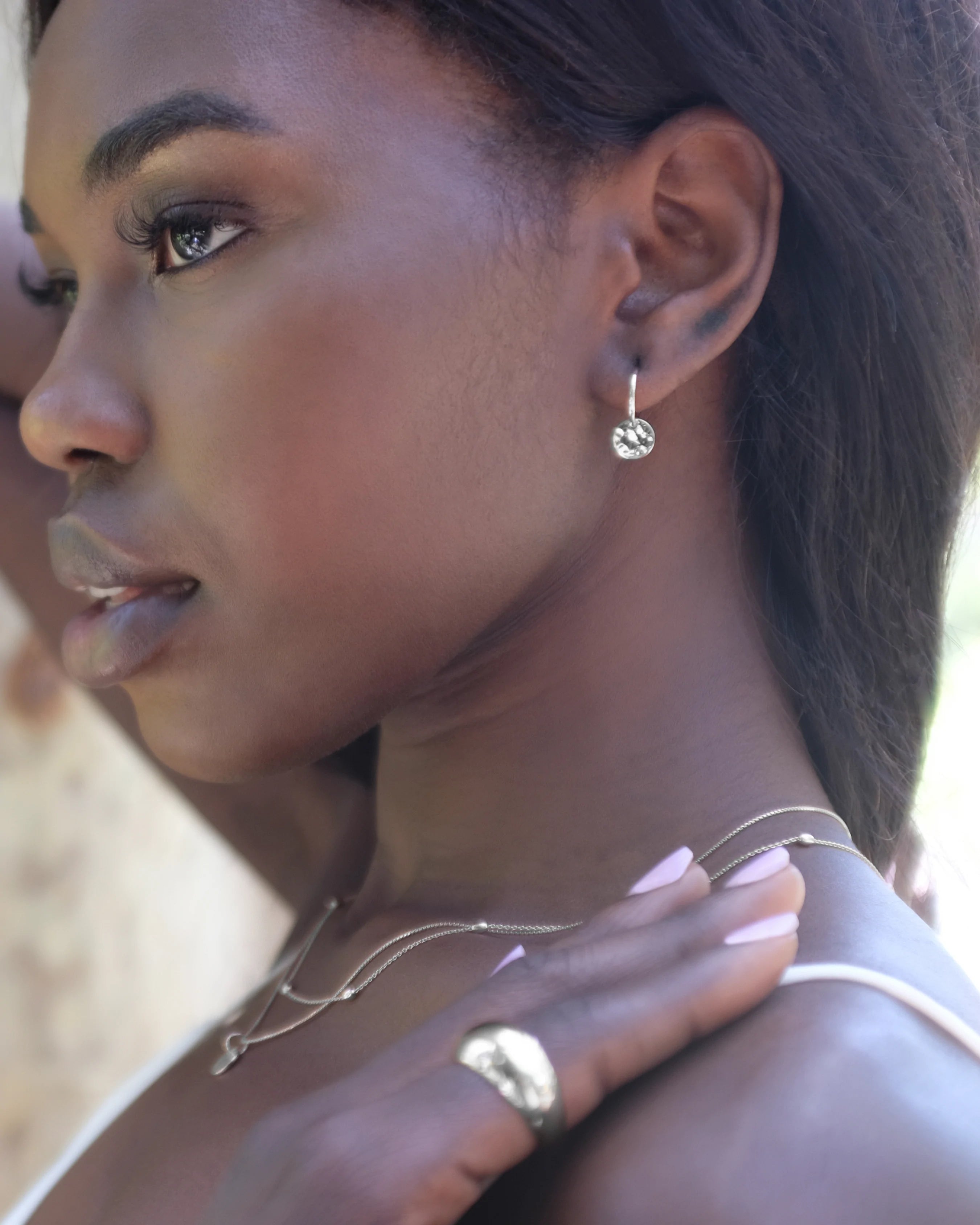 Najo Tigger Disc Earrings Silver #